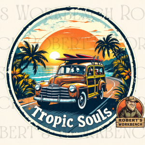 Tropic Souls Retro Beach Decals – 4x4 Waterproof Stickers