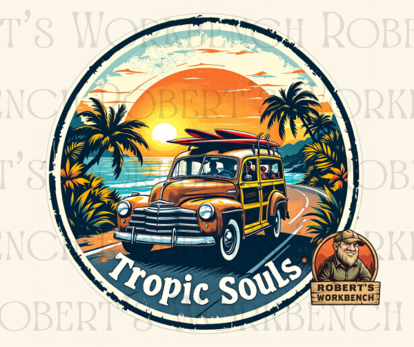 Tropic Souls Retro Beach Decals – 4x4 Waterproof Stickers