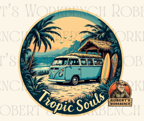 Tropic Souls Retro Beach Decals – 4x4 Waterproof Stickers - Image 2